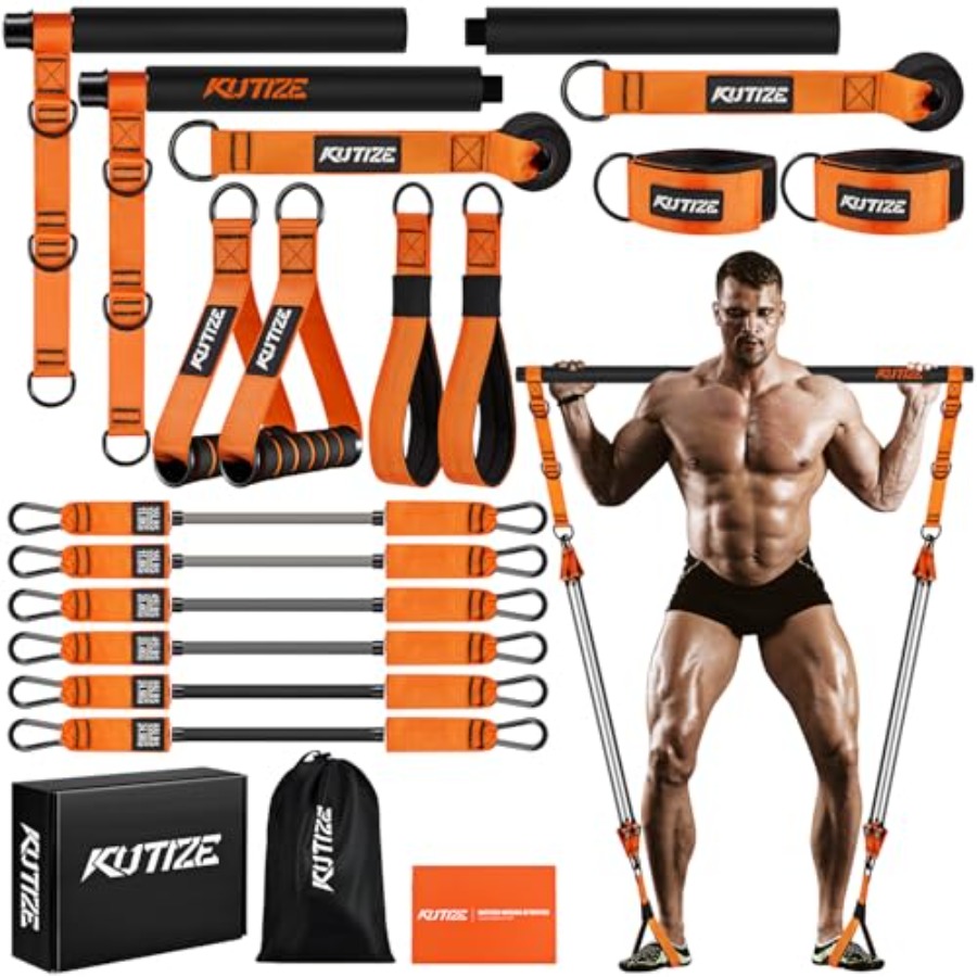 Pilates & Yoga Unleashed Studio - Pilates Bar Kit with Resistance Bands,